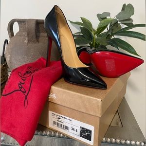 CHRISTIAN LOUBOUTIN Pigalle 120 black patent stiletto pump EU36.5